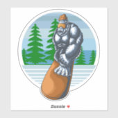 Sticker Le Bigfoot Snowboard Sur Les Pistes (Feuille)