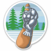 Sticker Le Bigfoot Snowboard Sur Les Pistes (Devant)