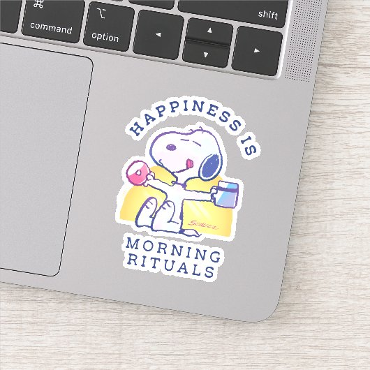 Sticker Le bonheur, c'est les rituels du matin (Détail)