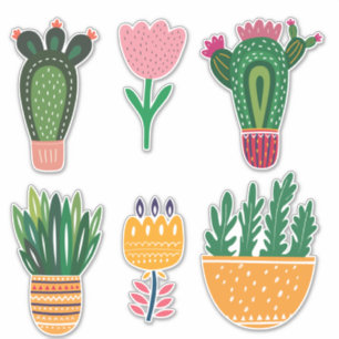 Sticker Le cactus fleurit mignon