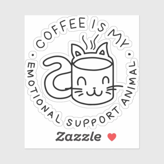 Sticker Le café est mon animal de soutien émotionnel (Feuille)