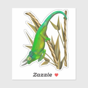 Sticker Le caméléon de Jackson traînant dans le bambou