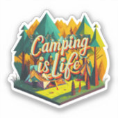 Sticker Le camping est la vie (Recto)