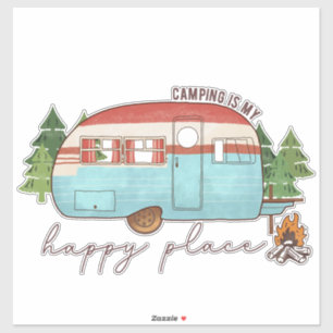 Sticker Le camping est mon endroit heureux