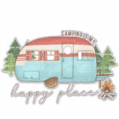 Sticker Le camping est mon endroit heureux (Devant)