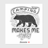 Sticker Le Camping Me Rend Joyeux Ours (Feuille)