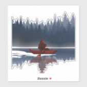Sticker Le canoë-kayak de Bigfoot dans la nature amusante (Feuille)
