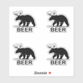 Sticker Le Cerf D'Ours Fait De La Bière Animal Drôle (Feuille)
