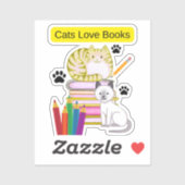 Sticker Le chat aime les livres (Feuille)