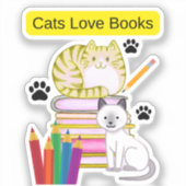 Sticker Le chat aime les livres (Recto)