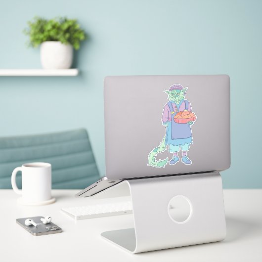 Sticker Le chat-boulangerie (Ordinateur portable sur le bureau)