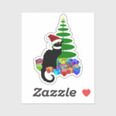 Sticker Le Chat Noir Chapeau de Père Noël Noël (Feuille)