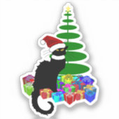 Sticker Le Chat Noir Chapeau de Père Noël Noël (Recto)