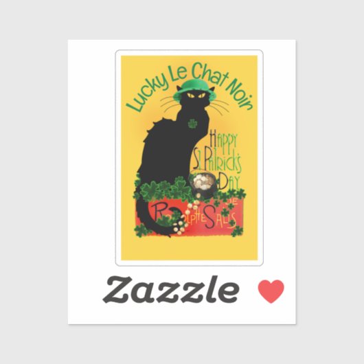 Sticker Le Chat Noir Clover St. Patrick's Day (Feuille)