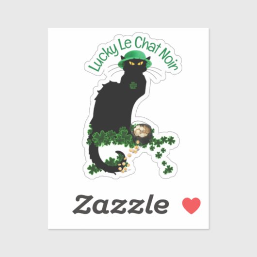 Sticker Le Chat Noir Clover St. Patrick's Day (Feuille)