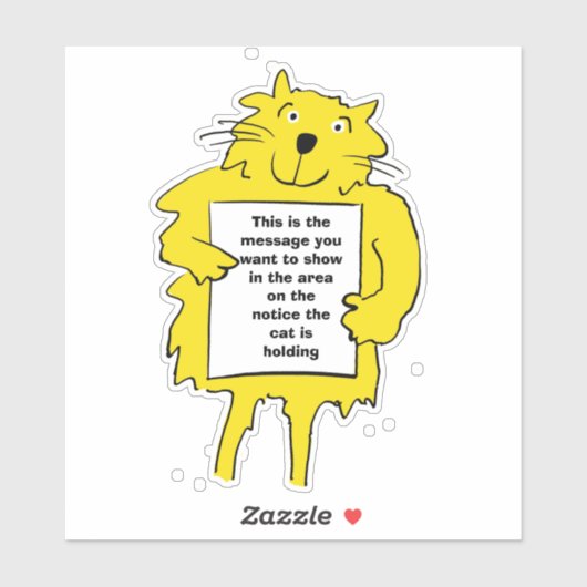 Sticker Le chat tient une affiche (Feuille)