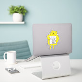 Sticker Le chat tient une affiche (Ordinateur portable sur le bureau)