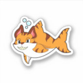 Sticker Le chat tigre comme requin dans l'eau.PNG (Devant)