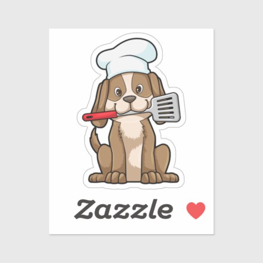 Sticker Le chien cuisinier avec le casquette et la spatule (Feuille)