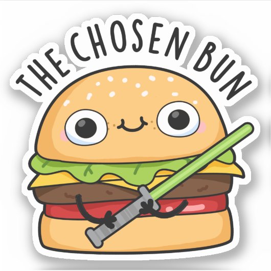 Sticker Le Chosen Bun Funny Food Warrior Bun Pun (Devant)