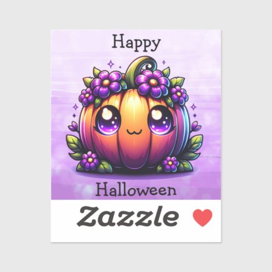 Sticker Le Citrouille d'Halloween de Cute Chibi (Feuille)
