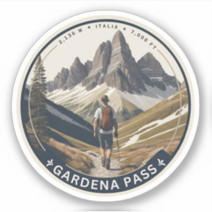 Sticker Le col Gardena Haut col Dolomites, Sud T
