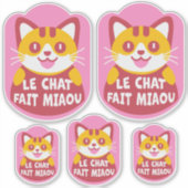 Sticker Le Conversation Fait Miaou Cute French Orange Tabb (Devant)