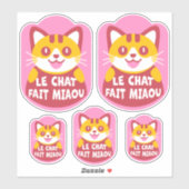 Sticker Le Conversation Fait Miaou Cute French Orange Tabb (Feuille)