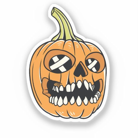 Sticker le crâne citrouille Jack-o'-lantern, (Recto)