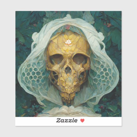 Sticker Le crâne d'abeille de drone Imaginaire Sci-Fi (Feuille)