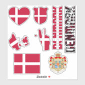 Sticker Le Danemark Extraordinaire forme des symboles nati (Feuille)