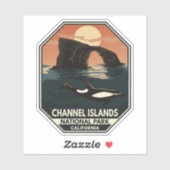 Sticker Le Dolphin Retro Emblem du Parc national des Îles- (Feuille)