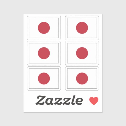 Sticker Le drapeau de la collection japonaise pack de 6 (Feuille)