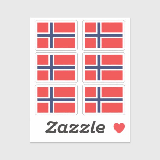 Sticker Le drapeau de la Collection Norvège pack de 6 (Feuille)