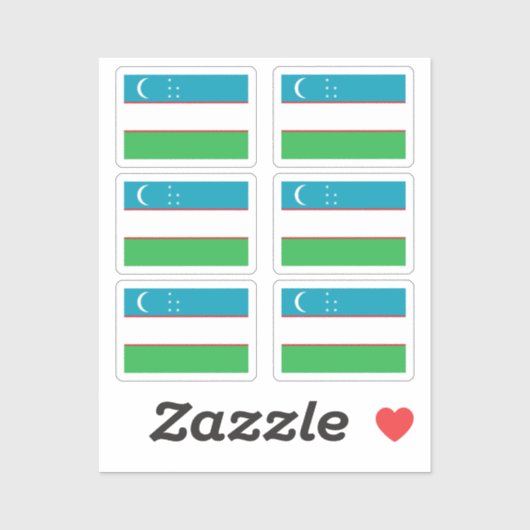 Sticker Le drapeau de la Collection Ouzbékistan pack de 6 (Feuille)