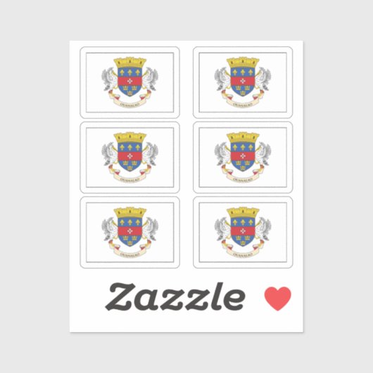 Sticker Le drapeau de la collection Saint Barthélemy pack (Feuille)