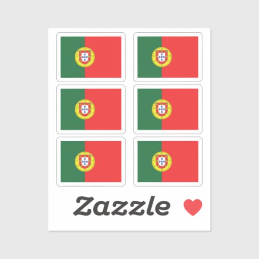 Sticker Le drapeau de Portugal Collection pack de 6 (Feuille)
