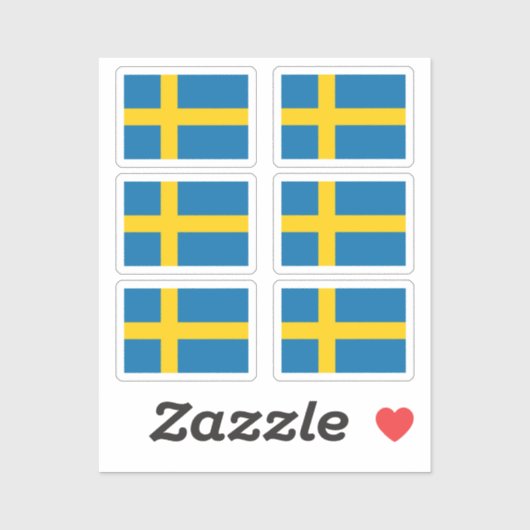 Sticker Le drapeau de Suède Collection pack de 6 (Feuille)