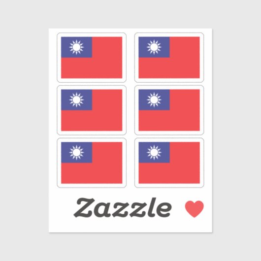 Sticker Le drapeau de Taïwan Collection pack de 6 (Feuille)