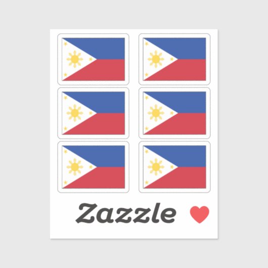 Sticker Le drapeau des Philippines Collection pack de 6 (Feuille)