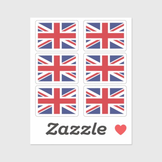 Sticker Le drapeau du Royaume-Uni Collection pack de 6 (Feuille)