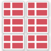 Sticker Le drapeau national du Danemark pack de 6 (Recto)