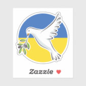 Sticker Le drapeau ukrainien paix en Ukraine colombe anti- (Feuille)