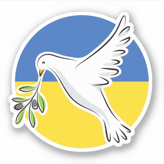 Sticker Le drapeau ukrainien paix en Ukraine colombe anti- (Devant)