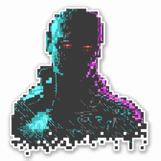 Sticker Le fantôme dans les fils de l'art ASCII (Devant)