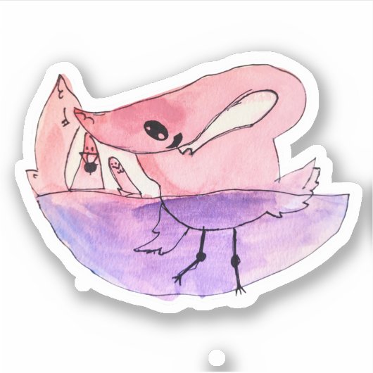 Sticker Le Flamant rose Dansant (Devant)