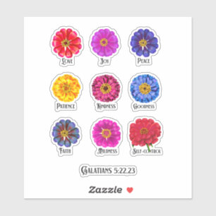 Sticker Le Fruitage de l'esprit avec Zinnias