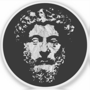 Sticker Le grand stoïcien Marc Aurèle - v3 vintage blanc