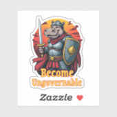 Sticker Le guerrier épopé du gladiateur Moo Deng Hippo dev (Feuille)