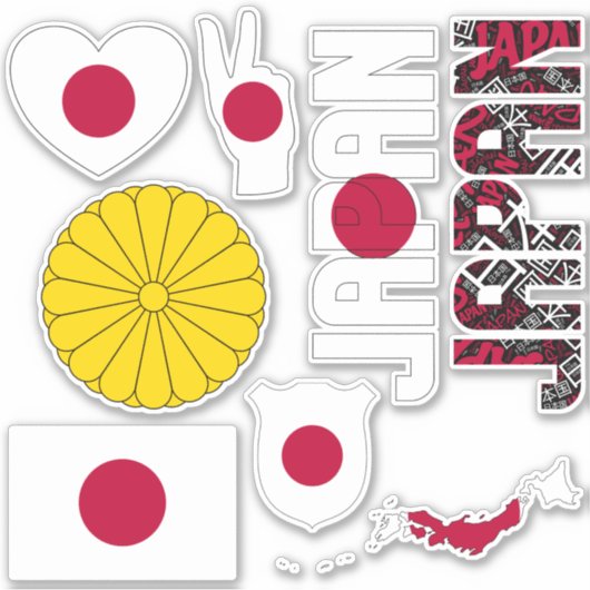 Sticker Le Japon Extraordinaire forme les symboles nationa (Devant)